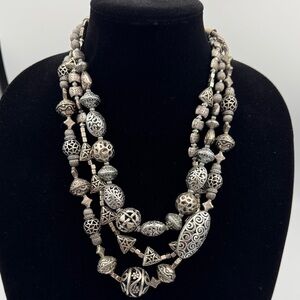 Chico's Intricate Silver Multi-Strand Necklace